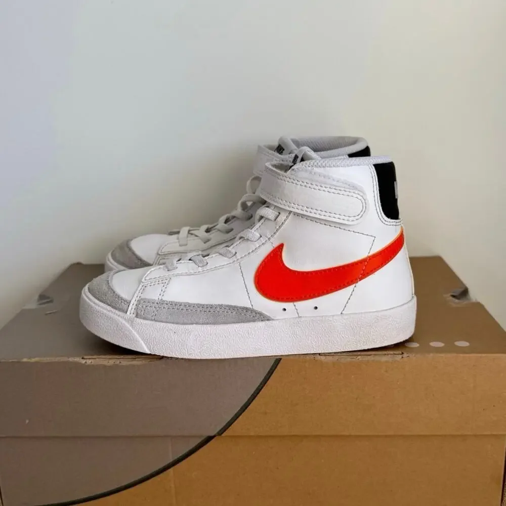 Nike Blazer Mid ‘77 White/Orange Kids Sneakers - SZ 13.5 C - Picture 4 of 11